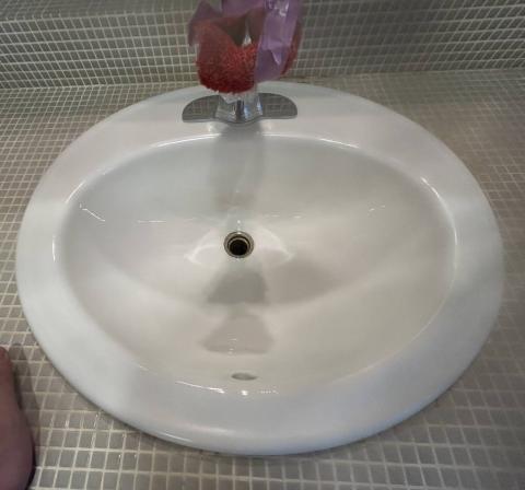 品川区小山で洗面ボウル特殊リペア完成写真