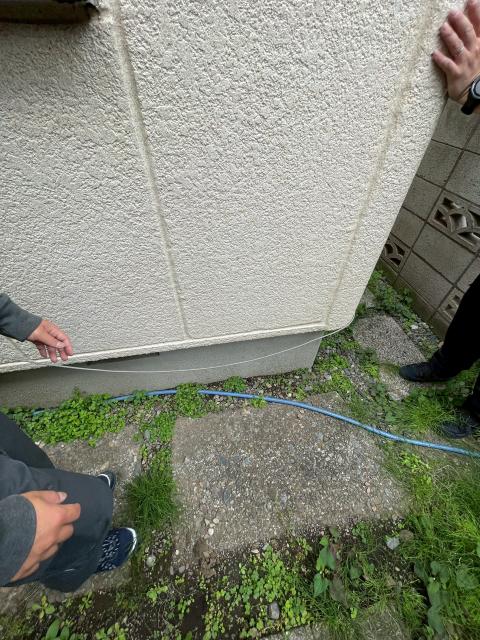 品川区旗の台の家でエアコン設置調査配線確認の写真