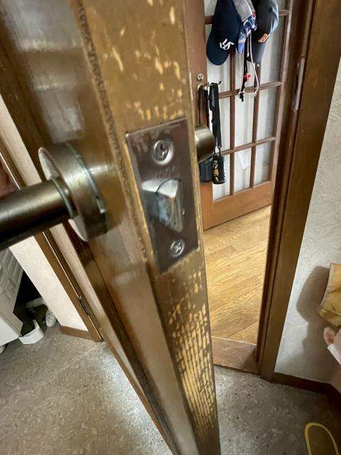 西小山で室内ドアのレバーハンドルの不具合と表面劣化の調査の写真2