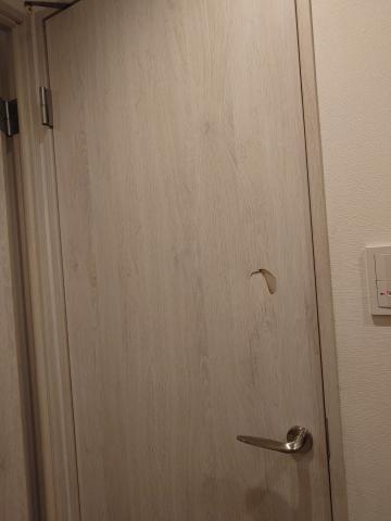 品川区平塚でマンションで室内ドアに穴を開けた写真