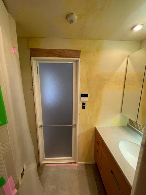 品川区旗の台のマンションユニットバス設置前養生写真