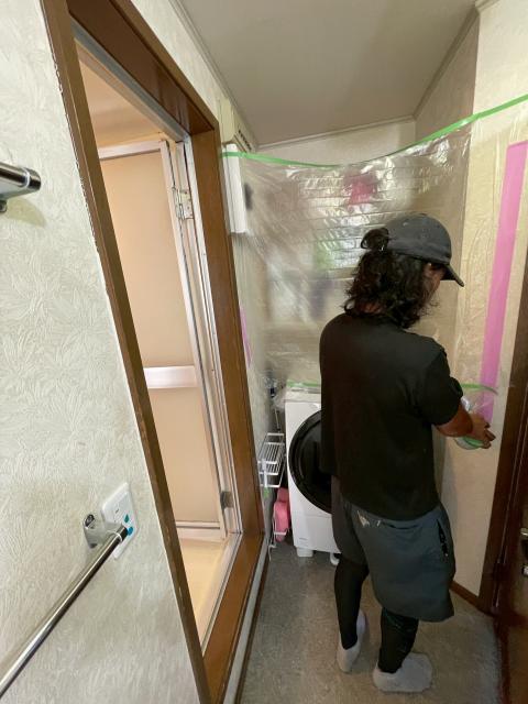 西小山浴室交換養生写真