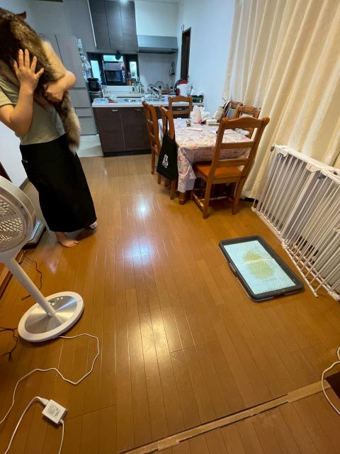目黒区下目黒でリビング床暖房対応床の張替え相談写真