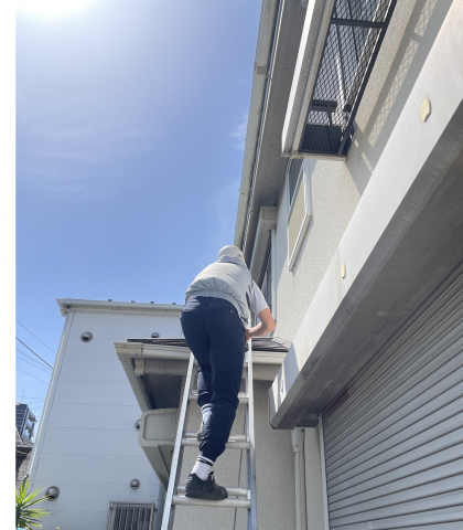 品川区で外装改修工事前に板金調査写真