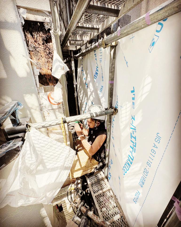 武蔵小山で外壁工事現場想定外の写真