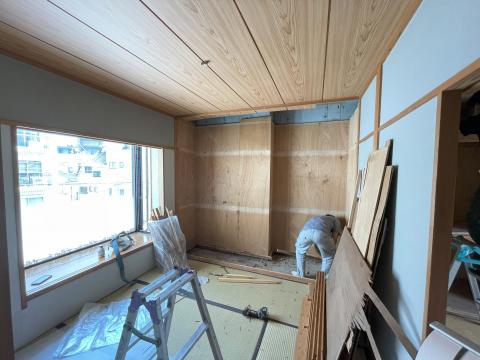 大田区洗足和室をリフォーム　スタッフ工事中の写真
