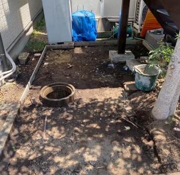 品川区旗の台で庭部分に電動車椅子置き場の土間工事をします