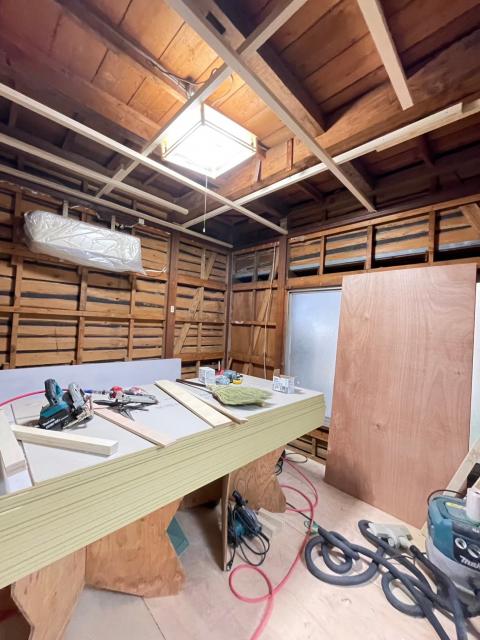 西小山の一戸建てで下地組終わったところの写真