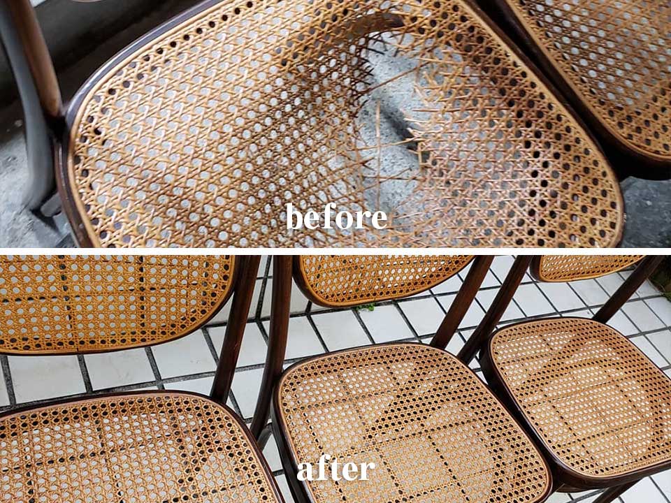 籐の椅子修繕写真