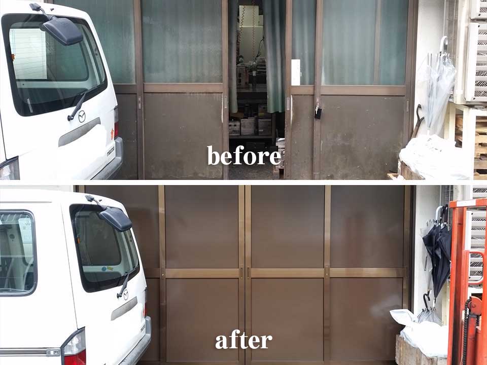 工場の出入口扉交換写真