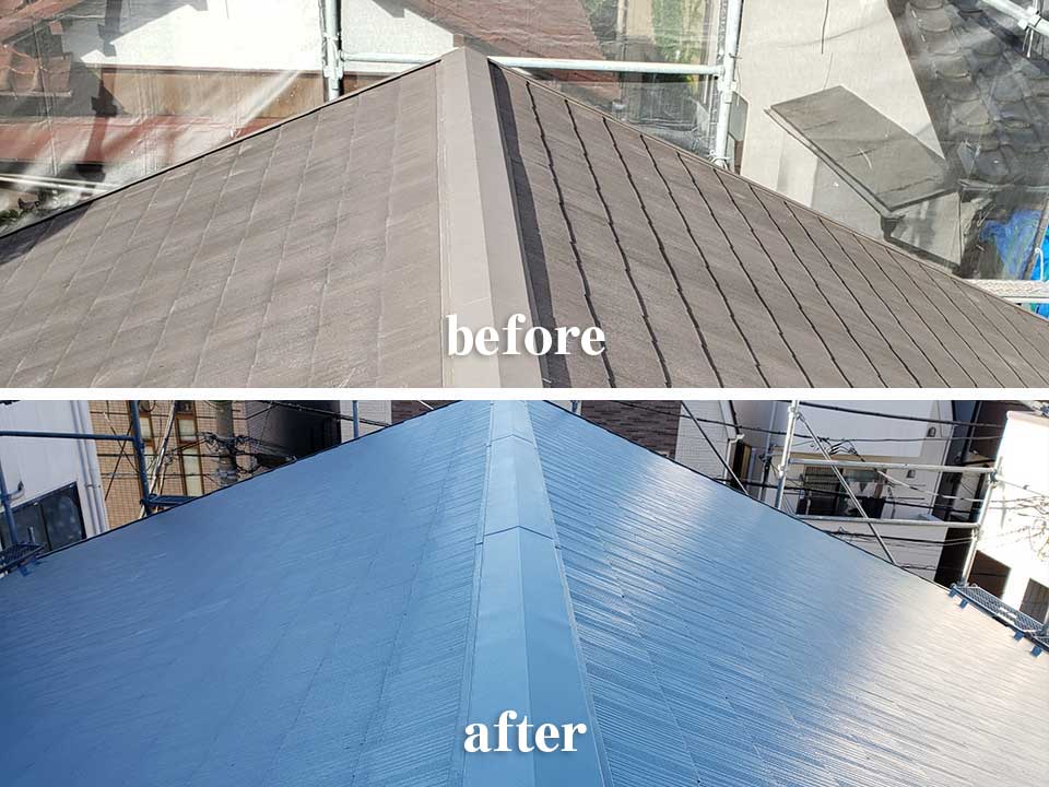 屋根の塗装工事写真