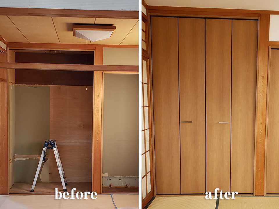 押し入れをクローゼットへリニューアルした写真