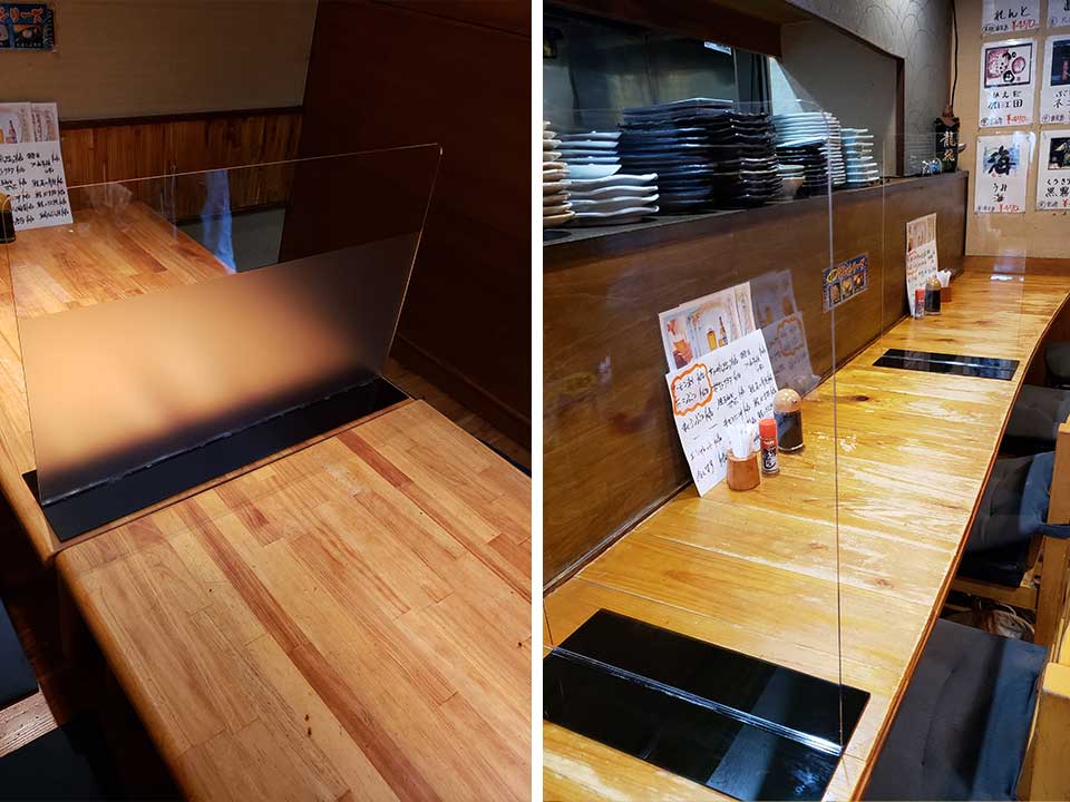 コロナ対策で感染防止アクリル板設置した写真