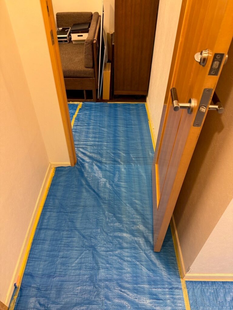 武蔵小山の歯医者んさん通路の養生写真