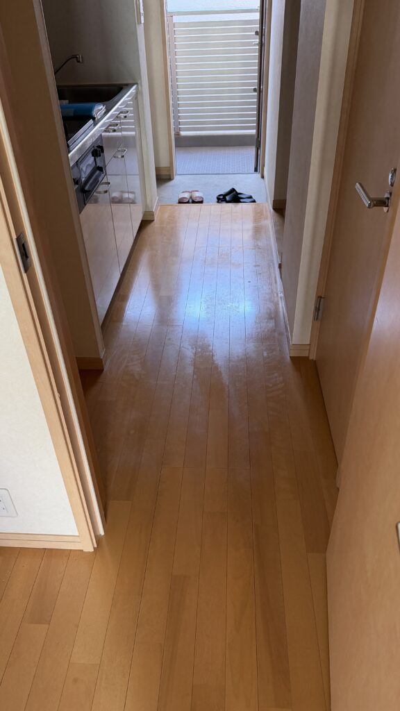 武蔵小山の退去した賃貸マンションの玄関ドア付近既存写真